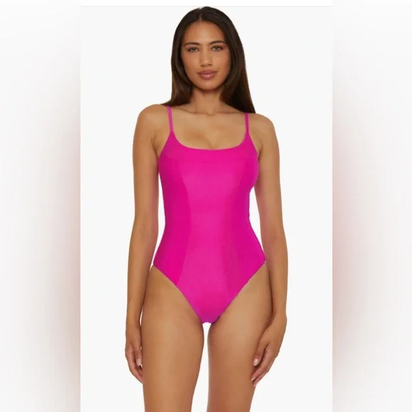 BECCA Monte Carlo Belted Rib One-Piece Swimsuit, Size Large, $158 - Picture 6 of 15